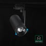 V-TAC 30 W skinnespot med pile ved fronten, der viser den justerbare spredningsvinkel.