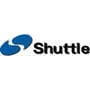 Shuttle logo i blå farve på en lys baggrund.