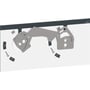 Schneider Electric mekanisk spærring til to ComPacT NSX 400/630 enheder med forlænget drejegreb, viser låsefunktioner og statusindikatorer.