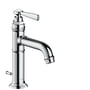 Hansgrohe BATT. AX Montreux HDV. krom etgrebs håndvaskarmatur med 142 mm fremspring og AirPower-teknologi på hvid baggrund.