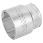 Bahco 1/2" 6-kant topnøgle i størrelse 33mm, højglanspoleret med rilleteret greb og Bahco logo på siden.