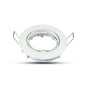 Hvidt V-TAC downlight-kit uden lyskilde med GU10-fatning, rund front og fjederclips til indbygning.