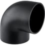 Geberit PEH bøjning i sort plast, 160 mm diameter og 88 graders vinkel til afløbsinstallationer.