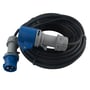 VAERK kabelsæt med 20 meter 3G1,5 kabel, CEE 3P 16A stik og en IP44 forlænger-led, hvid baggrund.