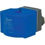 Danfoss spole BG240AS i blå plast med mærkning og stik, 240V 50Hz, passer til 13,5 mm ankersystem.