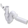 Komplet hvid Viega universal vandlås i PP med afløbsbøjning, 50 mm x 1 1/2" til køkkenvask, med separat tilslutningsbøjning.