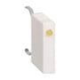 Schneider Electric varistor i hvid plast med gul indikatorlampe og monteringsklemmer, 130-250V AC/DC.