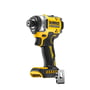 DeWalt 18V XR slagskruetrækker DCF860N-XJ med 1/4" værktøjsopsætning og 282 Nm moment, vist med sort og gul plasthåndtag.