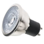 SG Armaturen LED pære med GU10 sokkel og DimToWarm funktion, 6W, børstet stål og 36° spredningsvinkel.