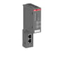 ABB CM5640-2ETH kommunikationsmodul med 2xEthernet porte og LED-indikatorer, grå plastmodul.