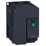 Schneider Electric Altivar Machine ATV320 frekvensomformer, 7,5 kW, 3x400V, IP20, grå, med kontrolpanel og grøn knap.