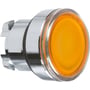 Schneider Electric lampetrykhoved i metal med plan, orange front og kipfunktion, Ø22 mm, del af Harmony XB4 serien til LED.