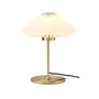 Halo Design Paris bordlampe Ø24 med plisseret hvid skærm og antik messing base og stander.