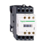 Schneider Electric TeSys D kontaktor, model LC1DT20, med 4 poler og mærket 25A, 600VAC, vist fra siden med fokus på kompakt design og monteringsdetaljer.