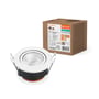 Ledvance Spot Combo DALI Adjust 6W i hvid farve, vist sammen med dens emballage, der indeholder detaljeret produktinformation.