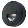 SG Armaturen Callisto Wall LED vægspot i mat sort aluminium med halvafskærmning og synlig LED-chip, 110mm diameter.