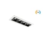 SG Armaturen Inspire R 150 downlight med fire sorte reflektorer og hvid ramme, viser TW-symbol for justerbar farvetemperatur.