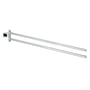 Grohe Essentials Cube svingbar håndklædeholder i blank krom med to arme og 439 mm længde, monteret på en hvid baggrund.