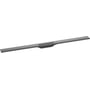 Hansgrohe afløbsrende 1200 mm i børstet sort krom, fremstillet af rustfrit stål med Dryphon-teknologi og justerbar højde.
