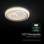V-TAC LED-loftslampen lyser varmt i en grafik om CCT-farveskift og dæmpning.