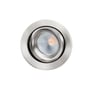 SG Armaturen Junistar Lux downlight i børstet stål med varmt hvidt lys på hvid baggrund.