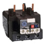 Schneider Electric TeSys D termorelæ LRD3322 i mørkegrå med kobberterminaler, vist med reset- og testknapper.
