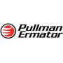 Logo med teksten 'Pullman Ermator' med et rundt rødt og hvidt symbol til venstre.