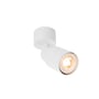 PURI CW væg- og loftlampe fra SLV i hvid med drejelig lampehoved, vist med tændt GU10 lyskilde.
