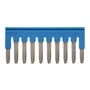 Omron XW5S-P2.5-10BL cross bar for klemrækker, 10 poler, blå, med 2 push-in plus modeller til 2,5 mm² ledere.