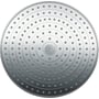 Hansgrohe Raindance Select S 300 2jet hovedbruserens runde hoved med blank krom finish og hvid Select-knap i midten.