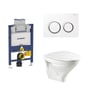 Geberit Omega 82 cm toiletpakke, inkl. Ifö Sign 6875, Ifö Clean + SoftClose toiletsæde, og Omega20: Hvid med krom ringe trykknap