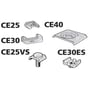 Oversigt over forskellige Legrand CE spændebeslag og fittings som CE25, CE40, CE30, CE25VS og CE30ES.