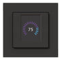 Mat sort mTouch Dim lysdæmper, der viser en digital temperaturmåler med tallet 75 på LCD-displayet.