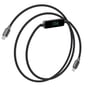 Det sorte, flettede 4smarts ScreenCord USB-C-kabel ligger i en løs løkke med USB-C-stik og displaymodul.
