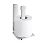 HeFe OUTLINE Extra toiletpapirholder i krom med blank overflade, der viser en rulle toiletpapir monteret.