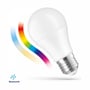 SpectrumLED E27 8,5 W Smart Home LED-pære med farvespektrum og Bluetooth-symbol, der viser den trådløse forbindelse.