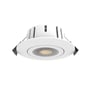 Frontvisning af LEDlife Dim2Warm+CCT indbygningsspot med hvid kant og 8,3 cm diameter, klar til montering.