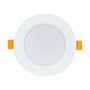 SpectrumLED indbygningsspot set lige forfra med rund, hvid kant og orange monteringsclips på hver side.