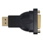 Deltaco DisplayPort til DVI-D Single Link-adapter i sort set fra siden med begge stik synlige.