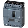 Siemens 3VA2 maksimalafbryder, 4-polet, med 100A mærke og tryk-til-trip funktion på en hvid baggrund.