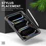 4smarts iPad Pro cover med dedikeret plads til stylus, hvilket fremhæver 'Stylus Placement' funktionen i sort.