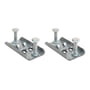 Walraven BIS Strut Inter flange Clamp-sæt til 41 × 21 mm Strut-skinne, set skråt med spændeplader og bolte.