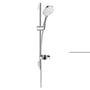 Hansgrohe Raindance Select S120 brusesæt med 65 cm bruserstang i krom og hvid med rund brusehoved og sæbeskål.