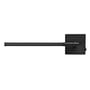 Videx WL041 LED-væglampe i sort set lige forfra med den lange lampearm vandret fra det firkantede beslag.