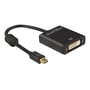 DeLock adapter med Mini DisplayPort hanstik til DVI hunstik, understøtter 4K ved 30 Hz i sort design.