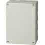 Fibox MNX montageboks i slagfast polycarbonat, 180 x 130 x 75 mm, med gråt dæksel og IP66/67 kapslingsklasse.
