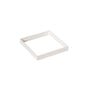SG Soft square spacer i hvid aluminium med dimensionerne 95x95x13 mm, vist på en hvid baggrund.