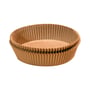 Stabel af Nordic Quality runde bagepapirindsatser til airfryer, lavet af brunt papir med ruffled kant.
