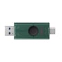Kingston DataTraveler DuoG2 USB-nøgle på 128 GB med både USB-A- og USB-C-stik trukket ud.