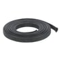 DeLock braided sleeving, sort, 5m x 12mm, rullet op på hvid baggrund, viser tæt flettet tekstur.